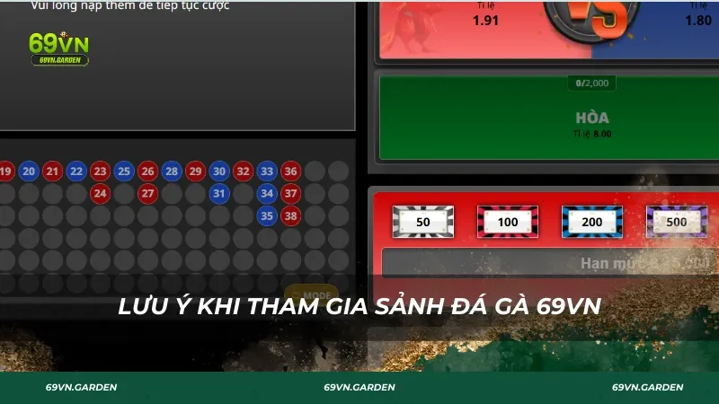Lưu ý khi tham gia sảnh đá gà 69VN